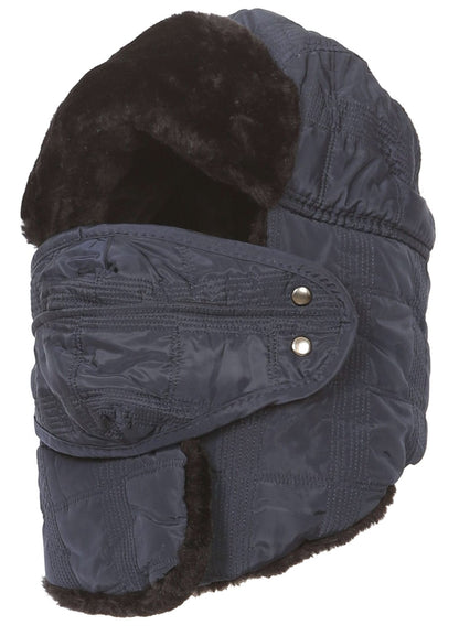 Sakkas Dab Unisex Faux Fur Ushanka Trapper Hat Chin Strap Removable Mask Russian Aviator Trooper Winter Hat for Men & Women