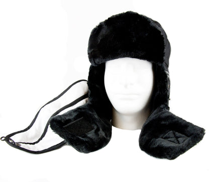Sakkas Dab Unisex Faux Fur Ushanka Trapper Hat Chin Strap Removable Mask Russian Aviator Trooper Winter Hat for Men & Women