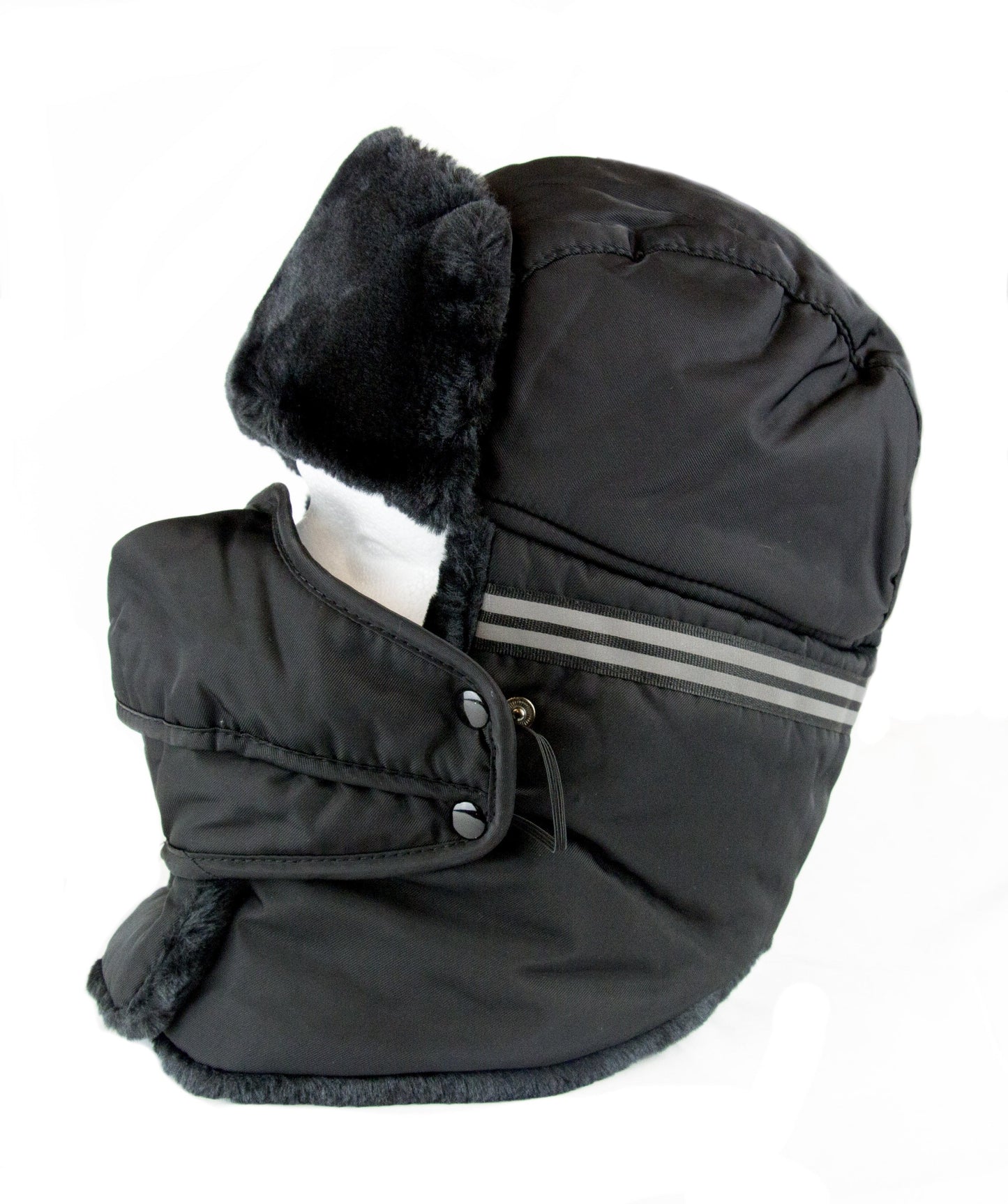 Sakkas Dab Unisex Faux Fur Ushanka Trapper Hat Chin Strap Removable Mask Russian Aviator Trooper Winter Hat for Men & Women
