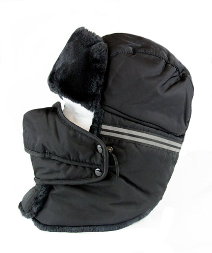 Sakkas Dab Unisex Faux Fur Ushanka Trapper Hat Chin Strap Removable Mask Russian Aviator Trooper Winter Hat for Men & Women