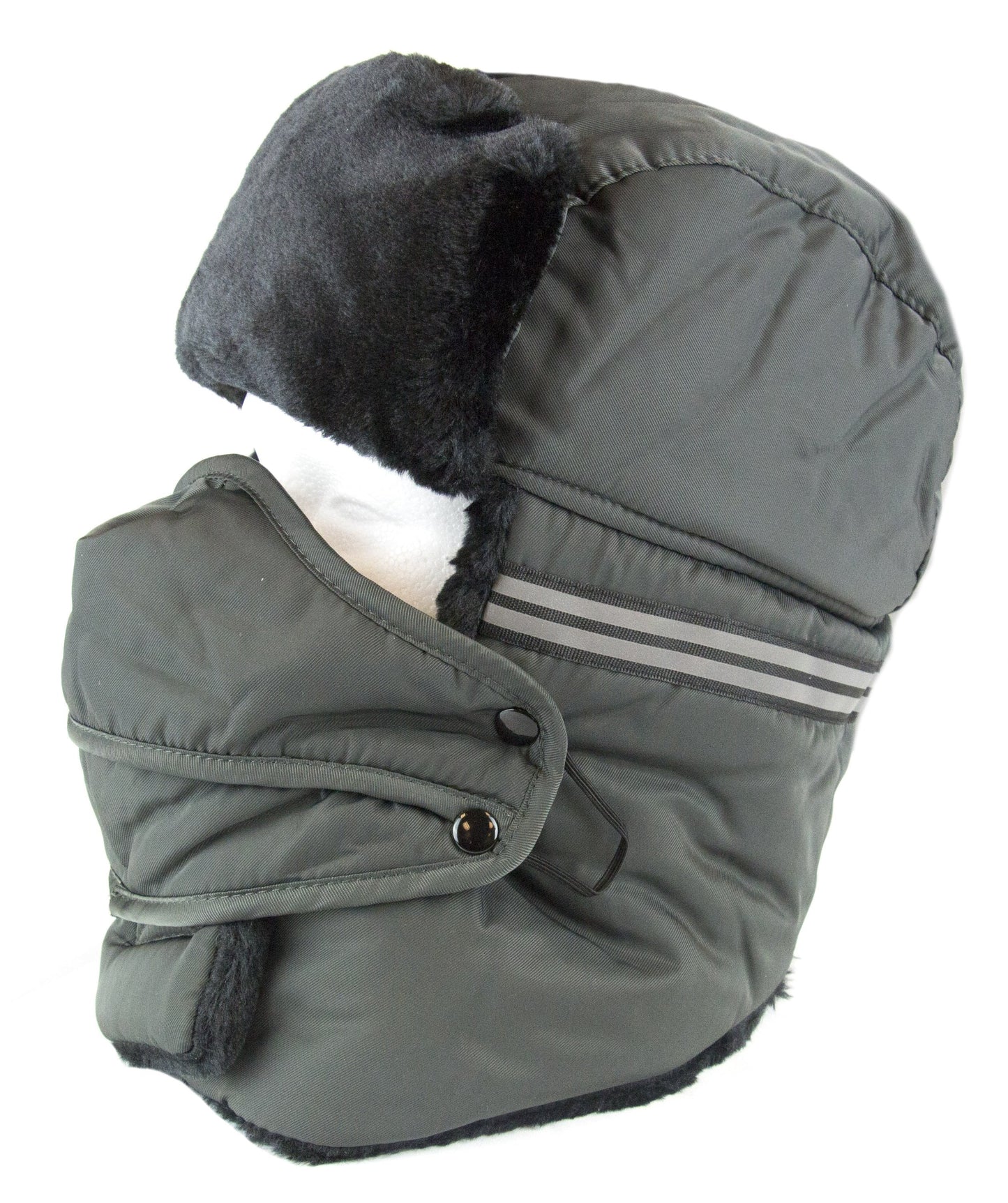Sakkas Dab Unisex Faux Fur Ushanka Trapper Hat Chin Strap Removable Mask Russian Aviator Trooper Winter Hat for Men & Women