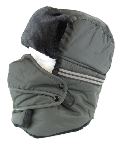 Sakkas Dab Unisex Faux Fur Ushanka Trapper Hat Chin Strap Removable Mask Russian Aviator Trooper Winter Hat for Men & Women