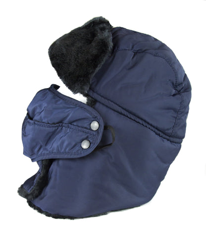 Sakkas Dab Unisex Faux Fur Ushanka Trapper Hat Chin Strap Removable Mask Russian Aviator Trooper Winter Hat for Men & Women