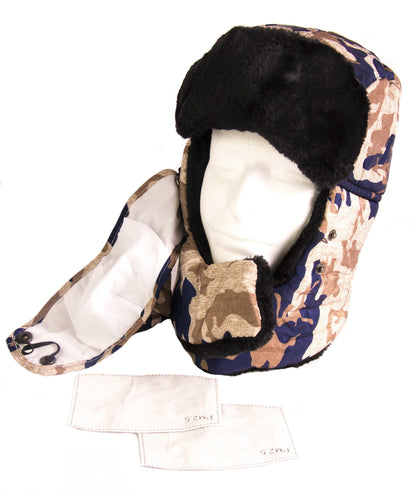 Sakkas Alex Ushanka Trapper Hat Removable Mask Faux Fur Winter Aviator Russian Hat, Windproof Cold Weather for Men & Women