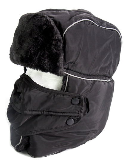 Sakkas Alex Ushanka Trapper Hat Removable Mask Faux Fur Winter Aviator Russian Hat, Windproof Cold Weather for Men & Women