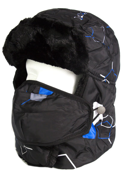Sakkas Alex Ushanka Trapper Hat Removable Mask Faux Fur Winter Aviator Russian Hat, Windproof Cold Weather for Men & Women