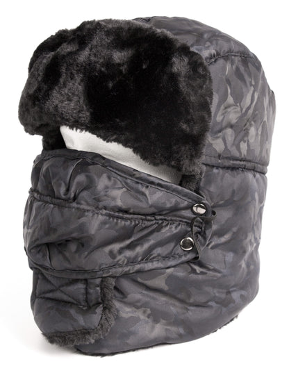 Sakkas Alex Ushanka Trapper Hat Removable Mask Faux Fur Winter Aviator Russian Hat, Windproof Cold Weather for Men & Women