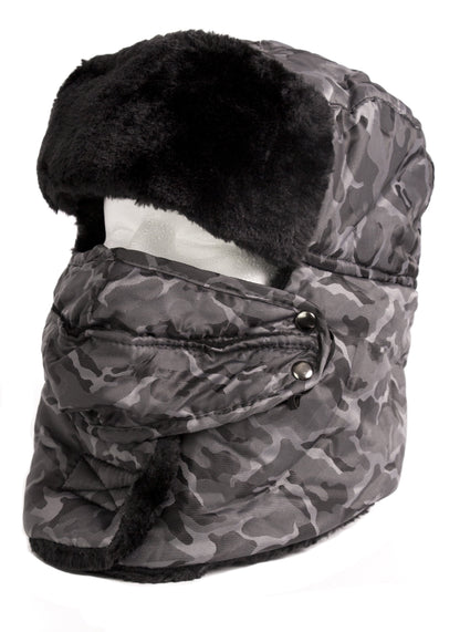Sakkas Alex Ushanka Trapper Hat Removable Mask Faux Fur Winter Aviator Russian Hat, Windproof Cold Weather for Men & Women
