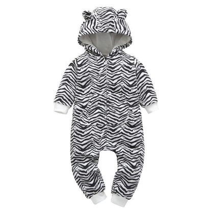 Modern High Quality Newborn Infant Baby Clothes Fleece Jumpsuit Boys Romper Hooded Jumpsuit Bear For Kids