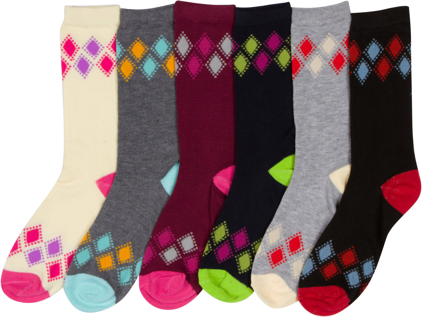 Sakkas Women's Poly Blend Soft and Stretchy Crew Pattern Socks Assorted 6-pack