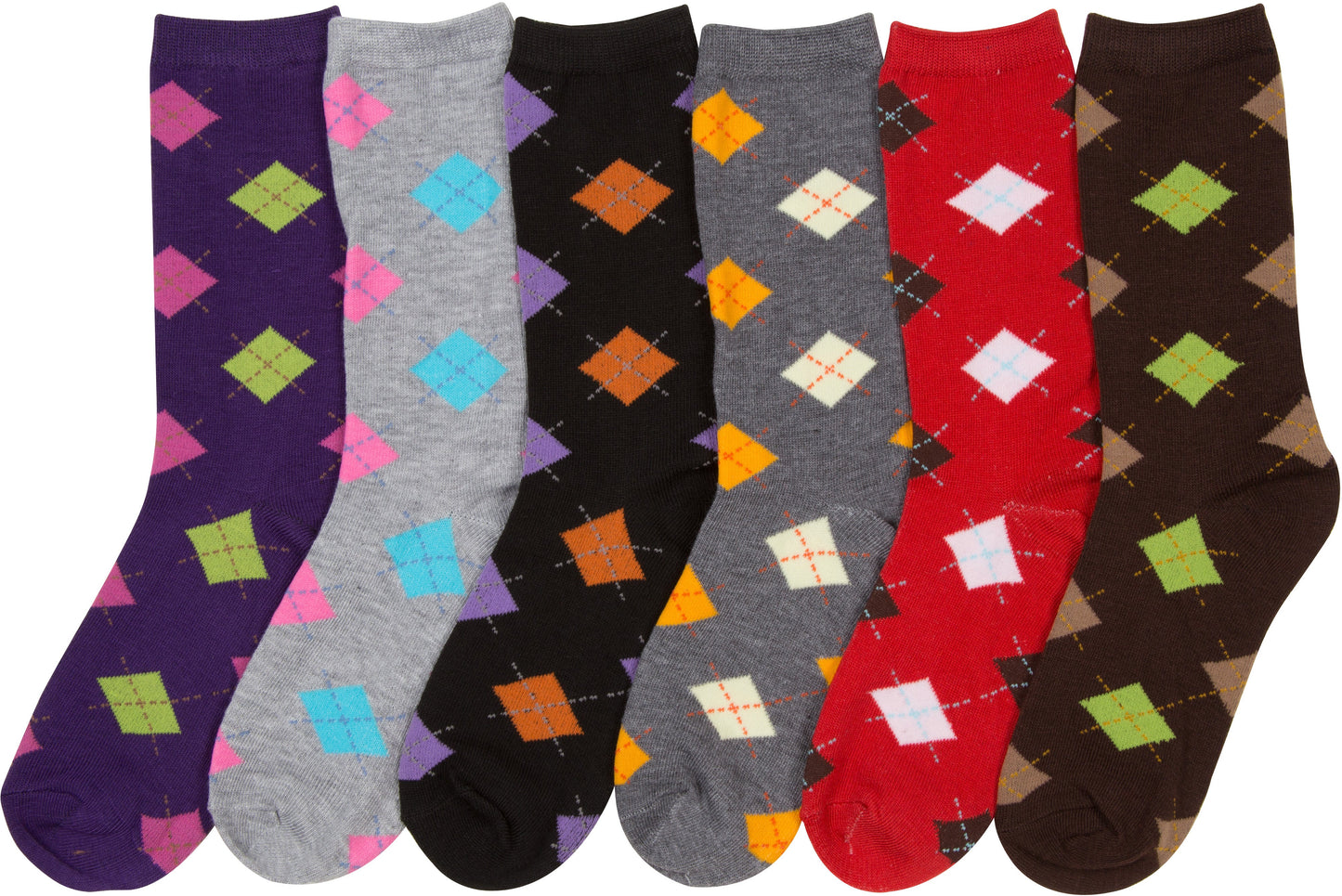 Sakkas Women's Poly Blend Soft and Stretchy Crew Pattern Socks Assorted 6-pack