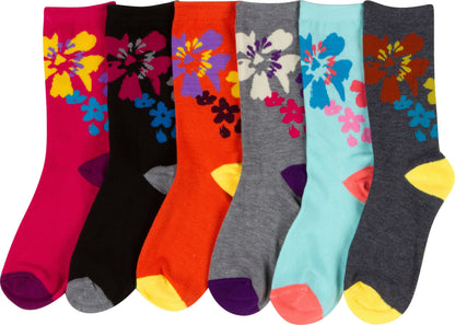Sakkas Women's Poly Blend Soft and Stretchy Crew Pattern Socks Assorted 6-pack