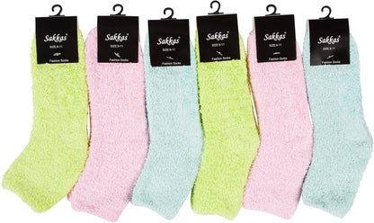 Sakkas Super Soft Anti-Slip Fuzzy Ankle Socks Value Assorted 6-Pack