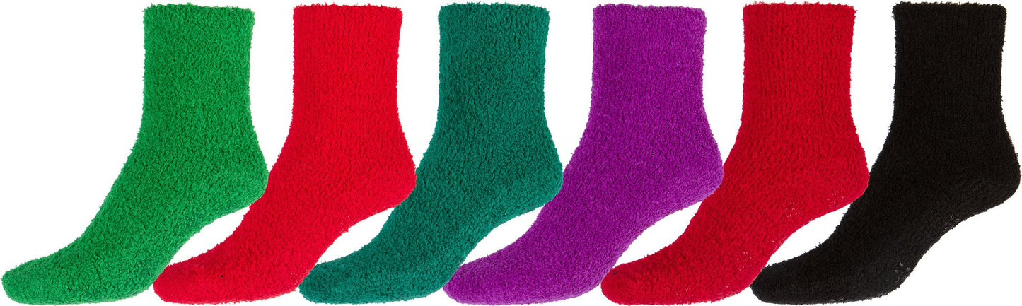 Sakkas Super Soft Anti-Slip Fuzzy Ankle Socks Value Assorted 6-Pack