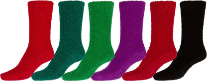 Sakkas Super Soft Anti-Slip Fuzzy Crew Socks Value Assorted 6-Pack