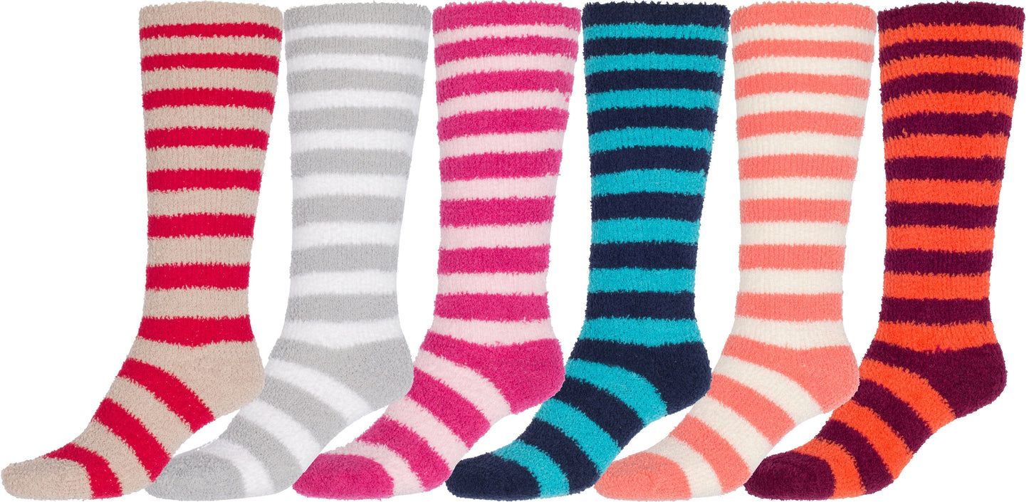 Sakkas Womens Super Soft Anti-Slip Fuzzy Knee High Socks Value Assorted 6-Pack