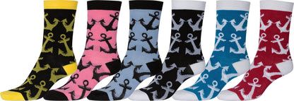 Sakkas Women's Fun Colorful Design Poly Blend Crew Socks Assorted 6-Pack