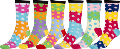 Sakkas Women's Fun Colorful Design Poly Blend Crew Socks Assorted 6-Pack