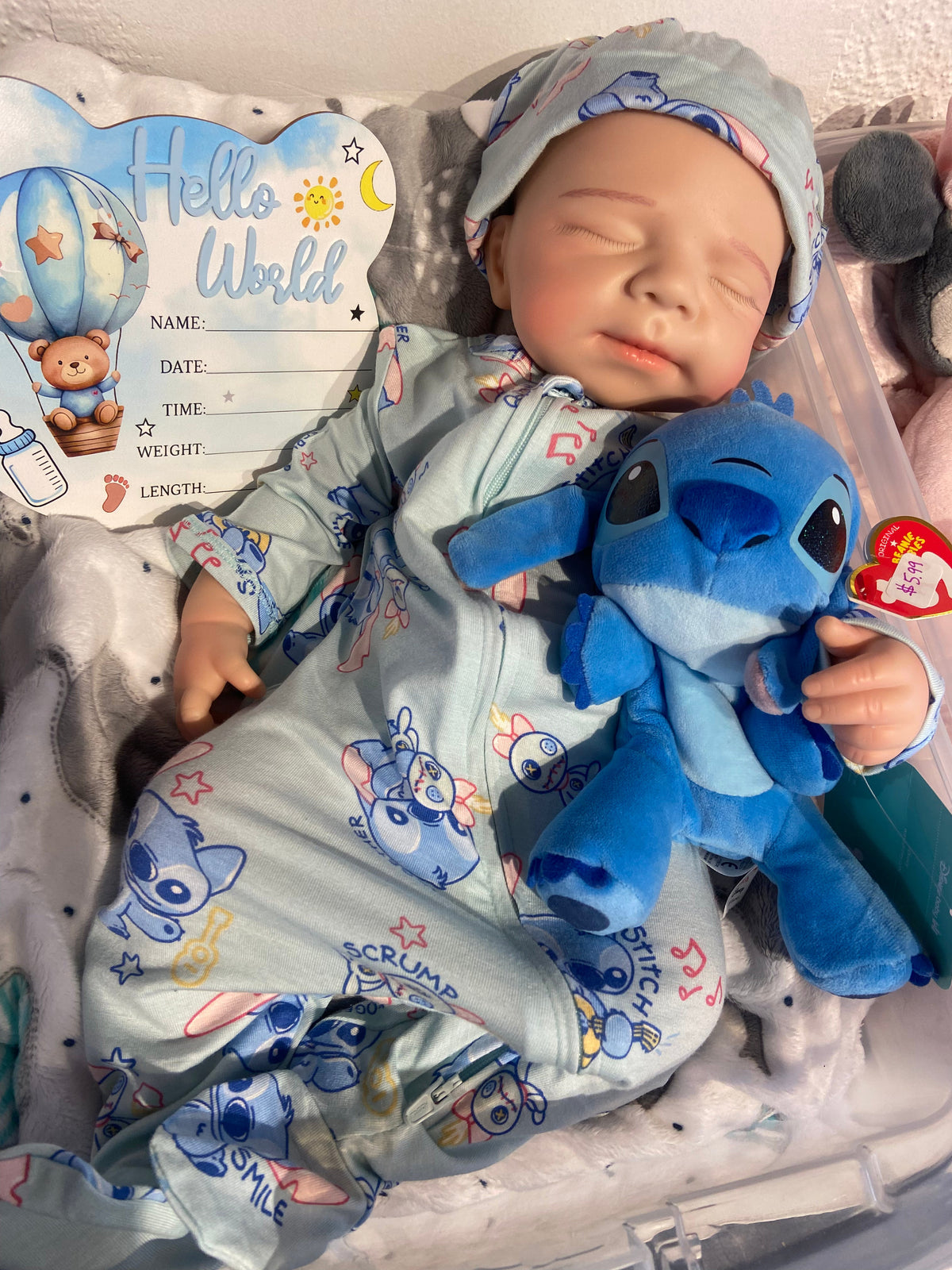 Jordan 19” Fair Skin Tone Full Silicone newborn baby Boy 7.2 lbs open mouth