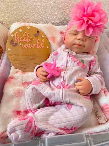 Paisleigh 19” Full Silicone baby Reborn newborn Fair Skin Tone approx 7.3lbs open mouth