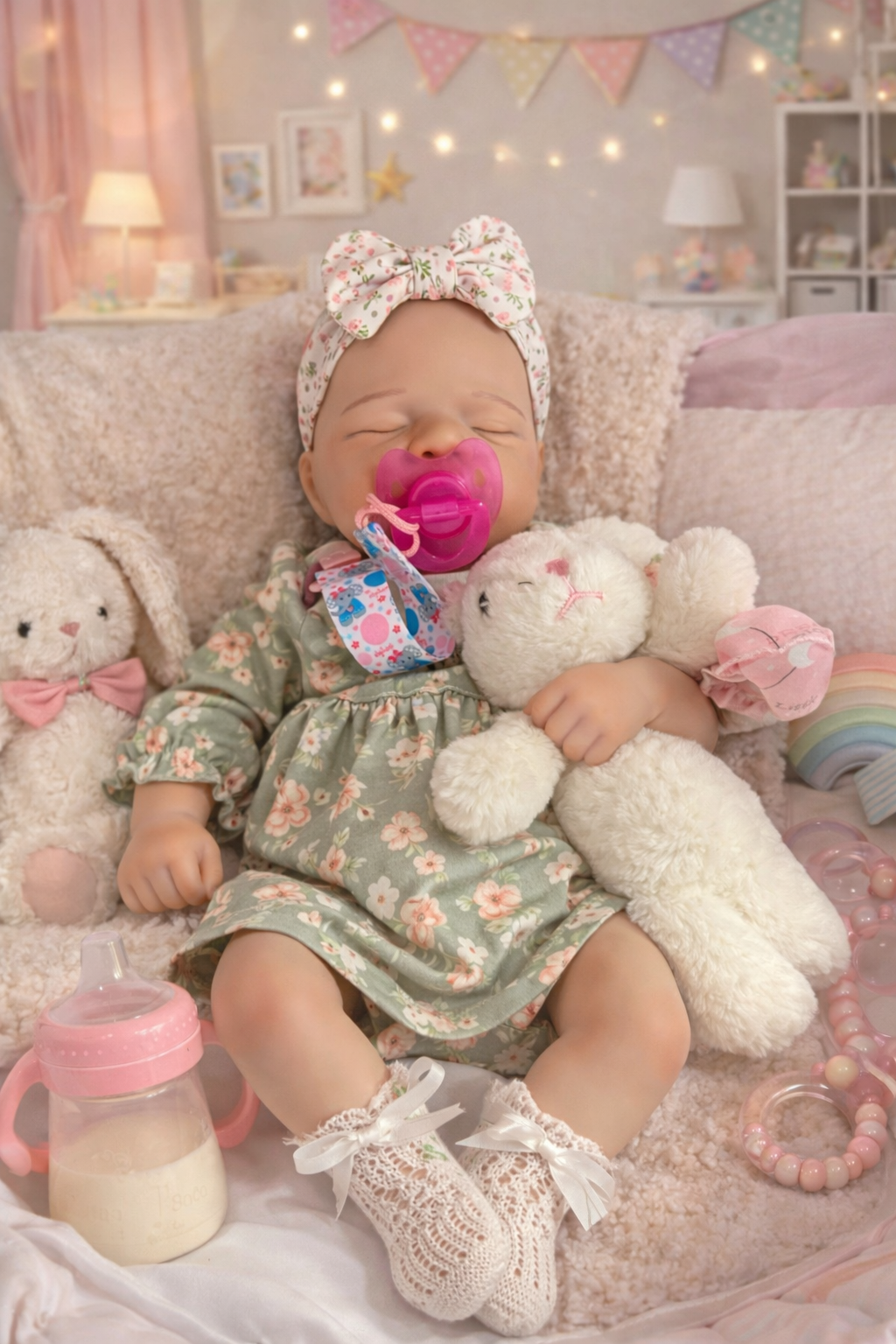 Paisleigh 19” Full Silicone baby Reborn newborn Fair Skin Tone approx 7.3lbs open mouth