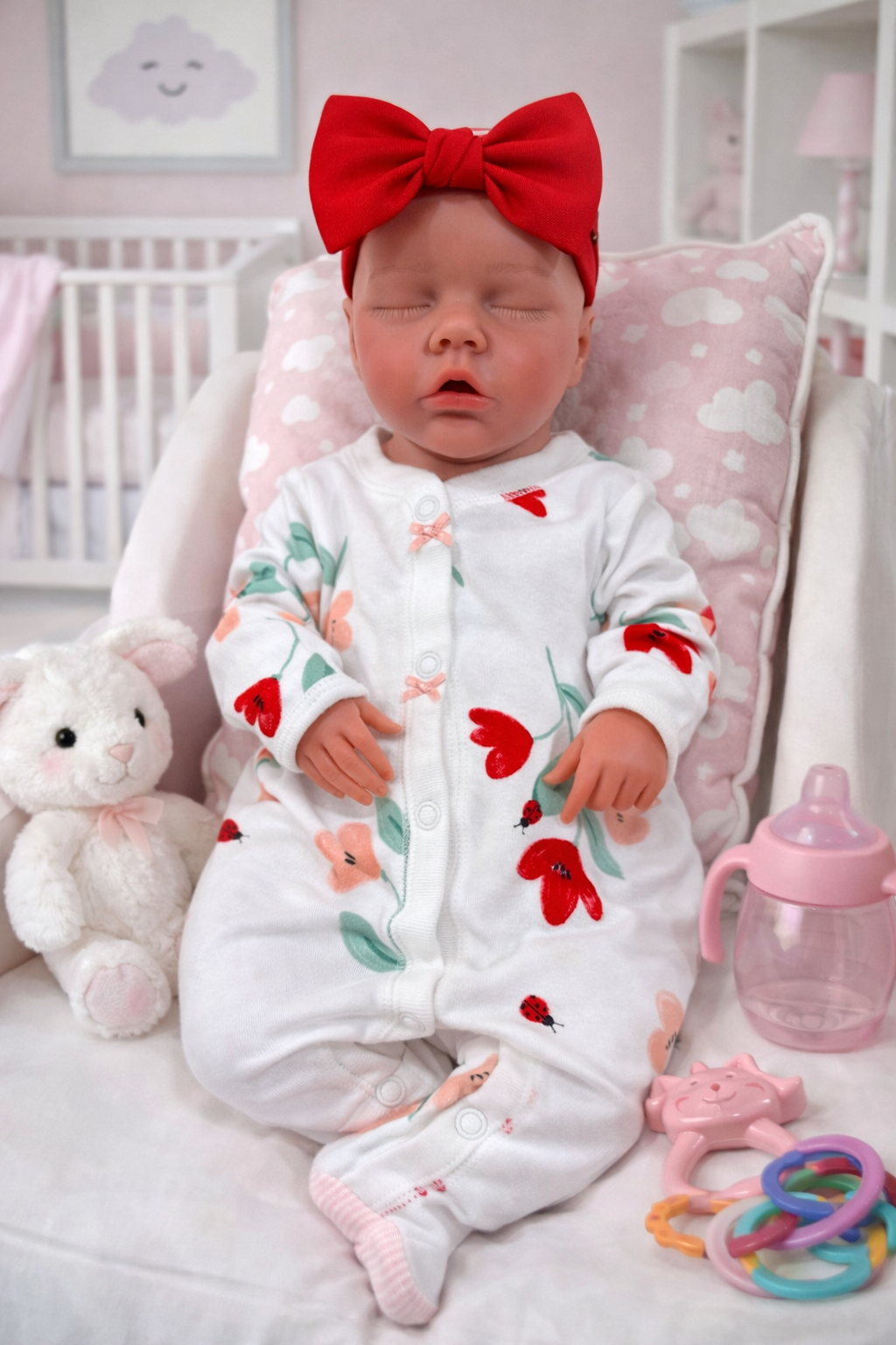 Willow 17-18in reborn baby Full Silicone Baby girl tan skin tone approx 6lbs open mouth tat 10 days