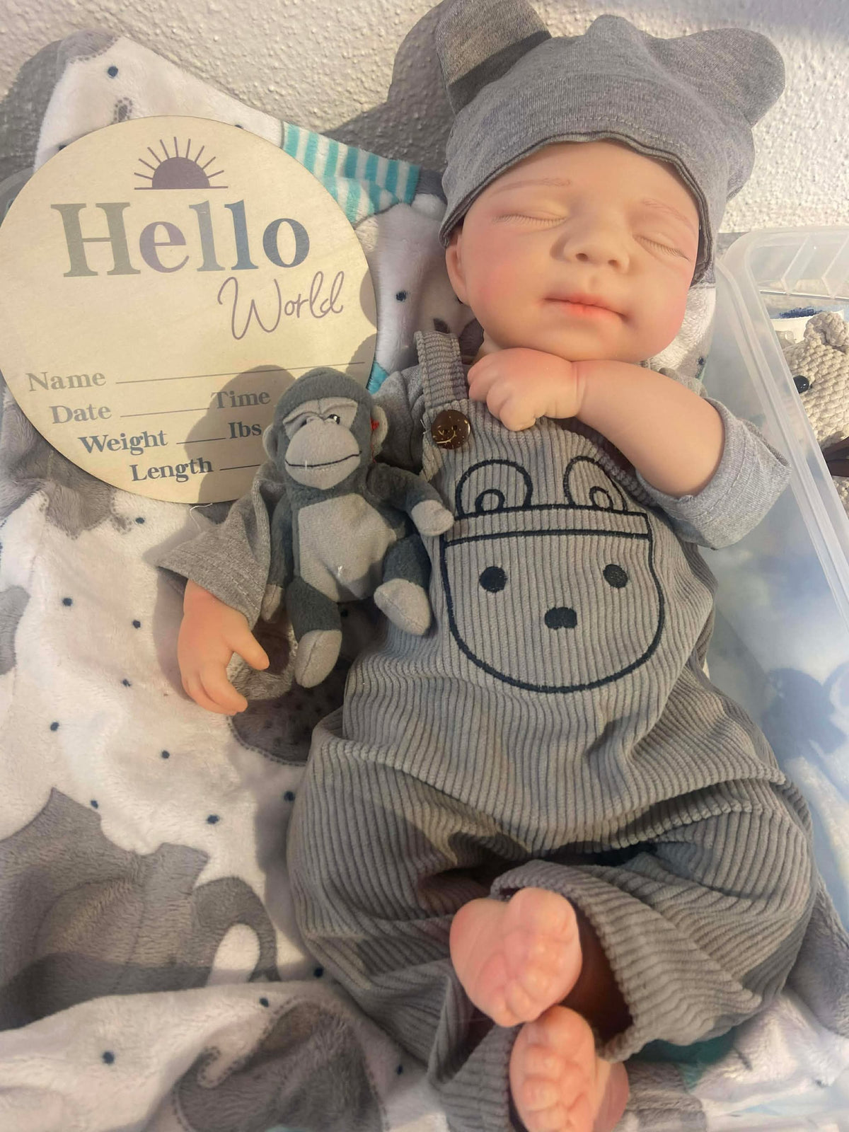 Jordan 19” Fair Skin Tone Full Silicone newborn baby Boy 7.2 lbs open mouth