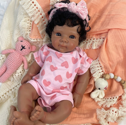Eden 18” Newborn Girl Full Body Silicone Brown Skin Tone Open Mouth approx 7lbs. Turn Around Time approx. 10 Days