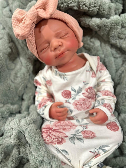 Victoria 19” reborn baby Full Silicone Girl Tan Skin Tone approx 7.3lbs newborn open mouth