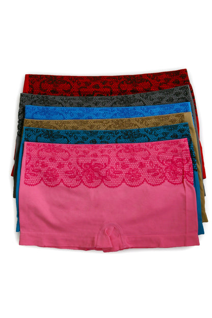 Sakkas Women's Seamless Stretch Boy Short Panties (6 Pack)