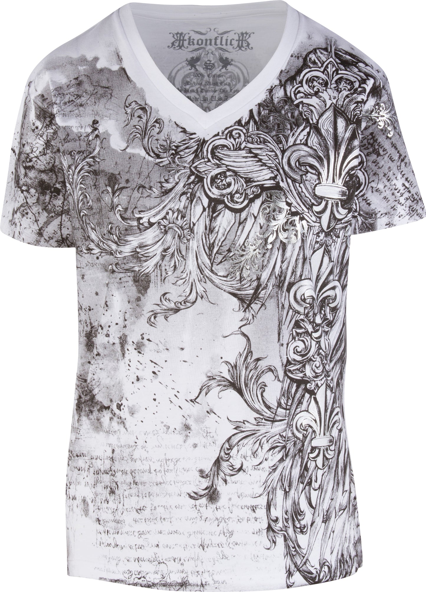 Sakkas Vines and Fleur De Lis V-Neck Mens T-Shirt