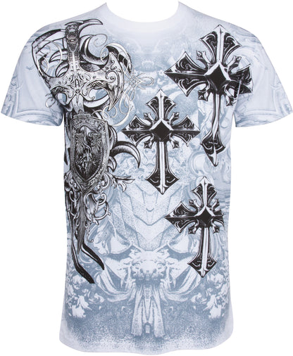Sakkas Cross, Sword and Shield Cotton Mens T-Shirt