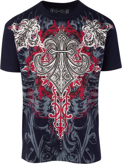 Sakkas Saints Glory Metallic Embossed Mens Fashion T-Shirt