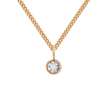 Stainless Steel Necklace With Diamond Birthstone Pendant