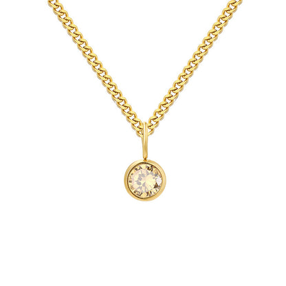 Stainless Steel Necklace With Diamond Birthstone Pendant