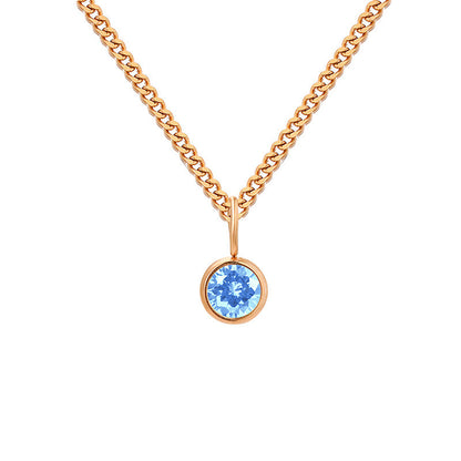 Stainless Steel Necklace With Diamond Birthstone Pendant