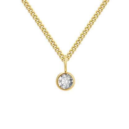 Stainless Steel Necklace With Diamond Birthstone Pendant