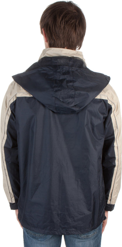 Adult Two-Tone Full-Zip Water-Resistant Hooded Windbreaker / Rain Jacket ( 2 Colors )