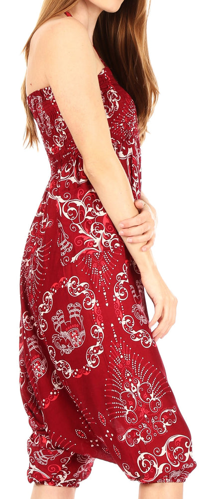 Sakkas Valdis Women's Boho Harem Loose Baggy Jumpsuit Pants Elephant Smock Elastic