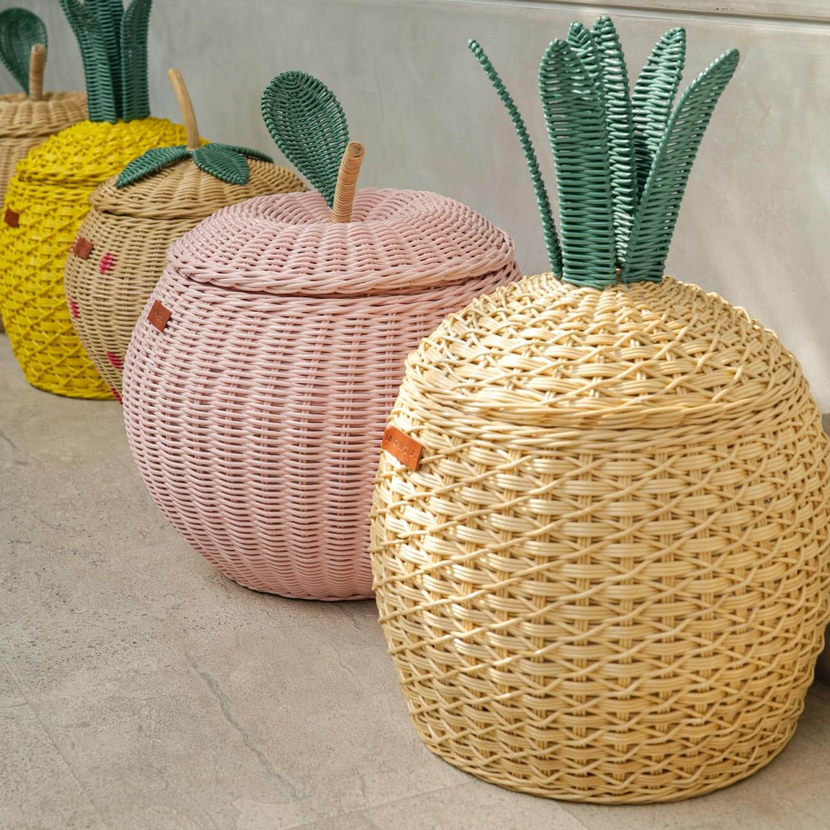 Pineapple Rattan Storage Basket Natural - Medium
