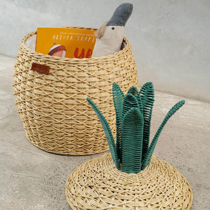 Pineapple Rattan Storage Basket Natural - Medium