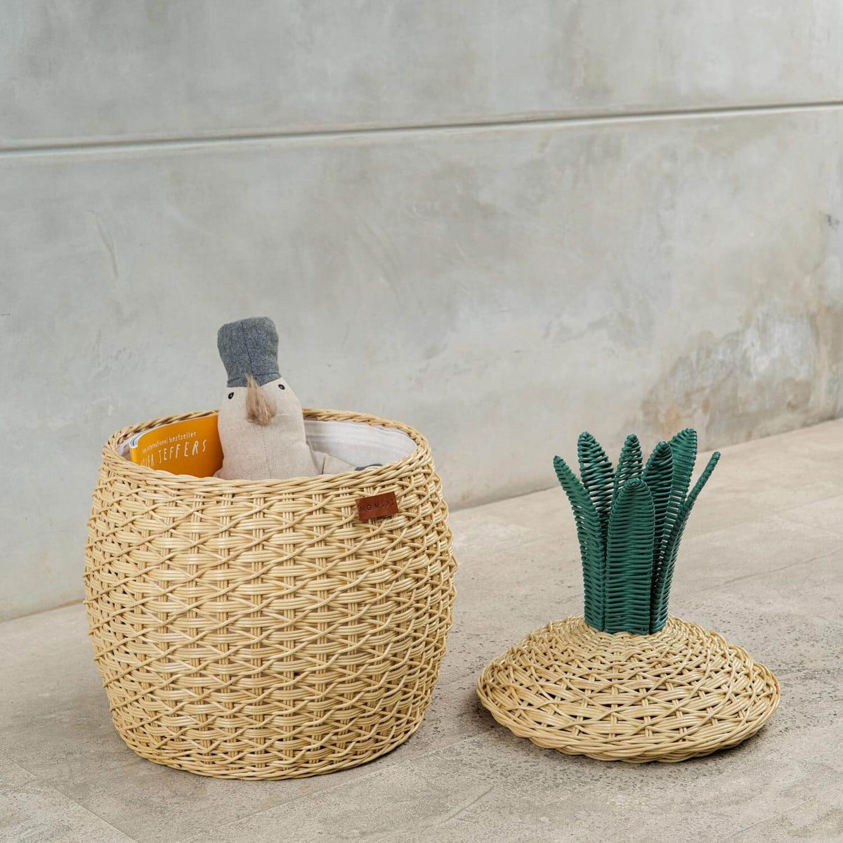 Pineapple Rattan Storage Basket Natural - Medium