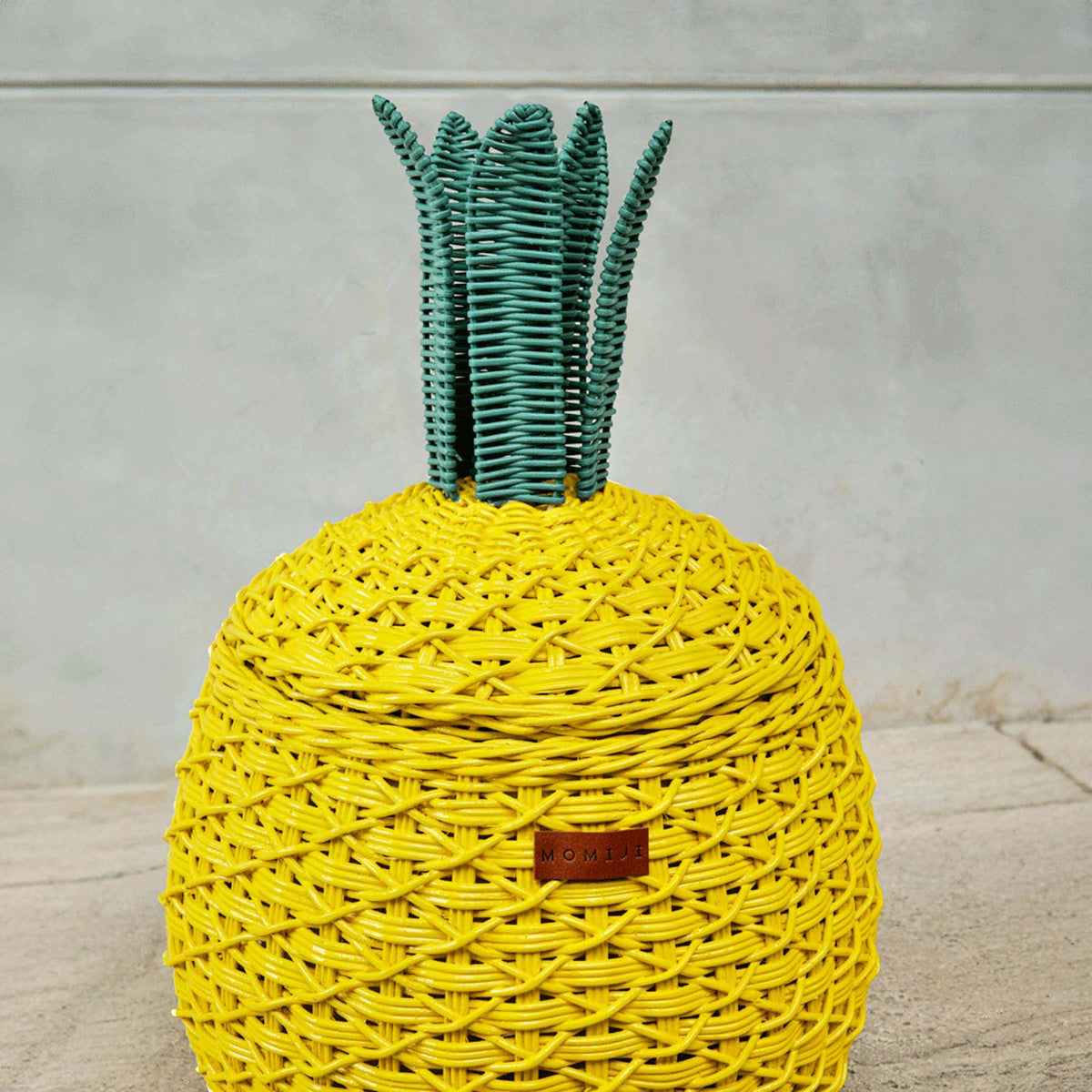 Pineapple Rattan Storage Basket Yellow - Medium
