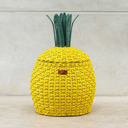 Pineapple Rattan Storage Basket Yellow - Medium