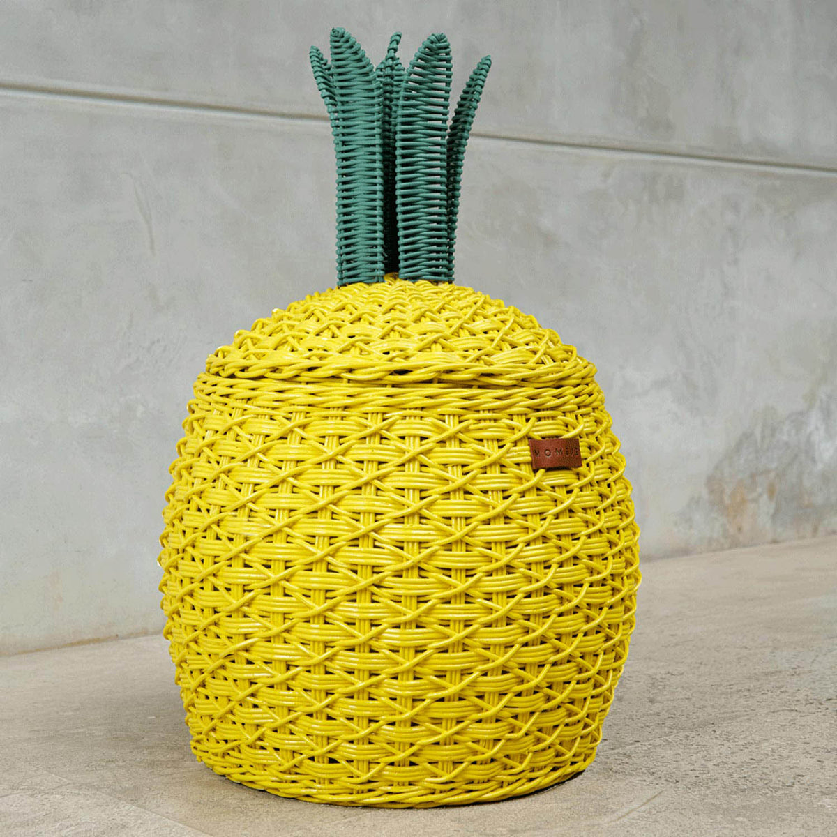 Pineapple Rattan Storage Basket Yellow - Medium
