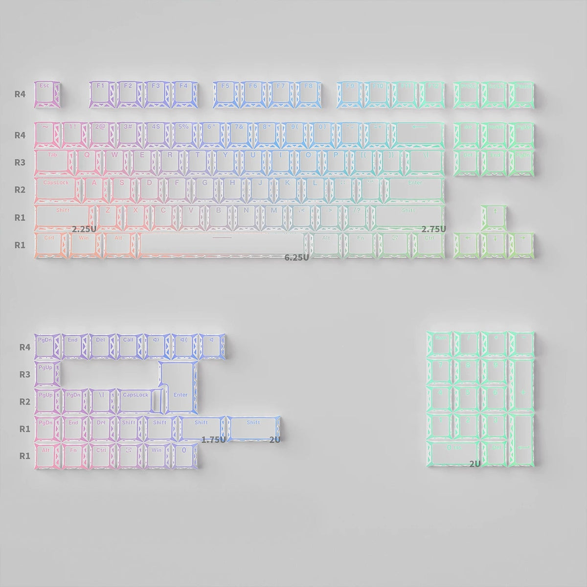 XVX PRISM Refraction Shine-Through Cherry Profile 130-Key PBT Keycap Set