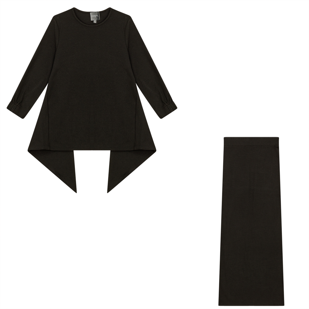 2PC Set Handkerchief Top With Maxi Straight Skirt