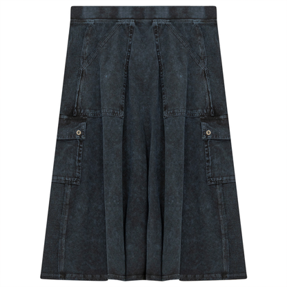 Ladies Tie Dye Wash Rib Short Skirt With Side Pockets