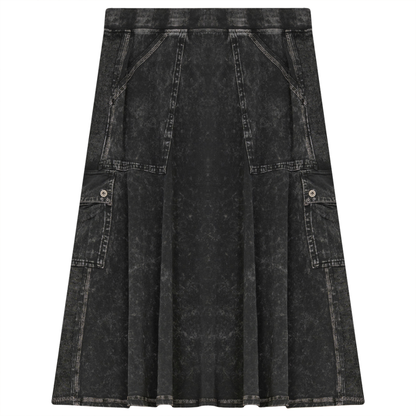 Ladies Tie Dye Wash Rib Short Skirt With Side Pockets