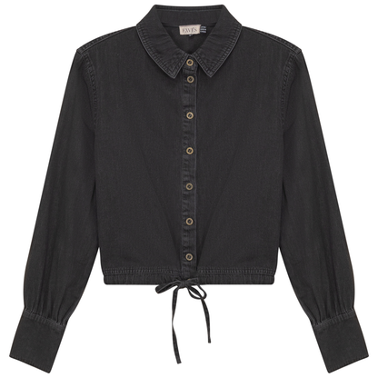 Denim Henley Bungee Top